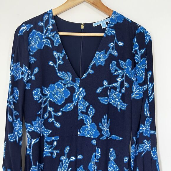 Draper James Blue Geranium Floral Tie Sleeve Dress Sz 4 Classic Rodeo Wedding - Picture 4 of 12